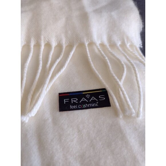Cashmink By V. Fraas Scarf Womens Cream Fringe  100% Acrylic Made In Germany - Picture 3 of 5
